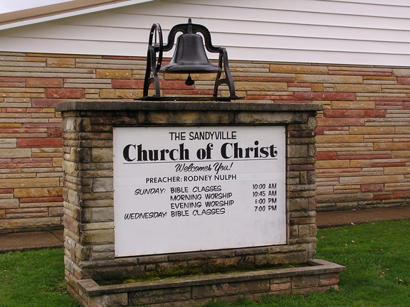 Sandyville Church of Christ sign & bell